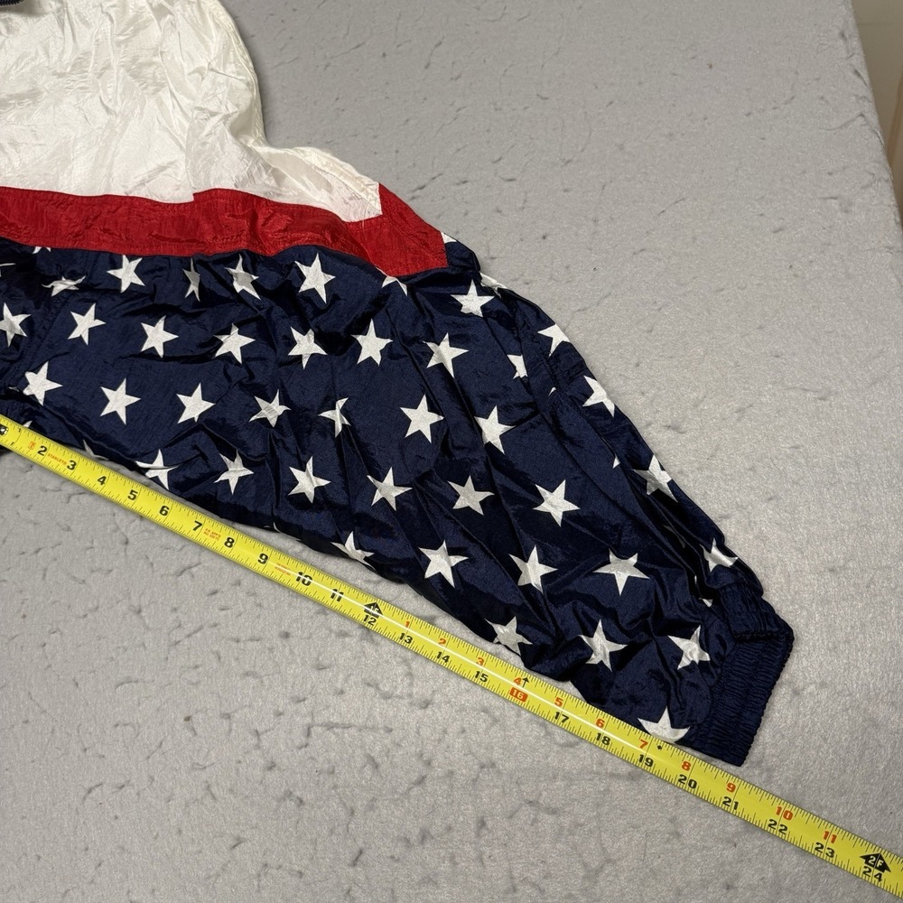 Vintage Solare Sporta Windbreaker Jacket American Flag Stars USA Mens XL Olympic - Picture 4 of 5